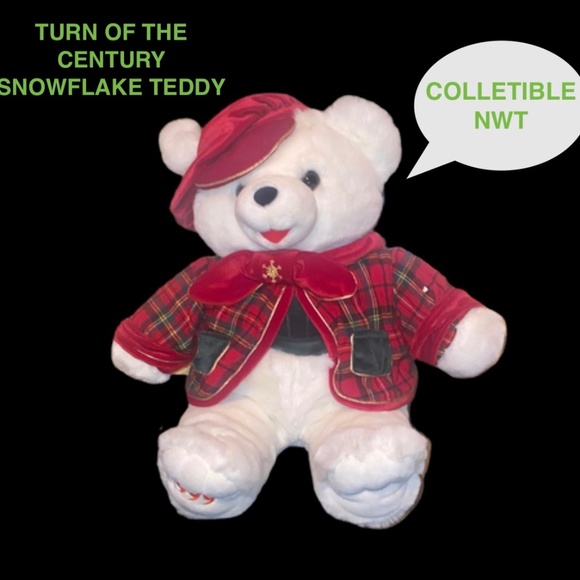 Snowflake Teddy Other - Vintage Plush Christmas Snowflake Teddy Bear​